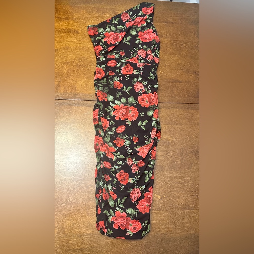 Love By Design Black and Red Floral Midi Dress